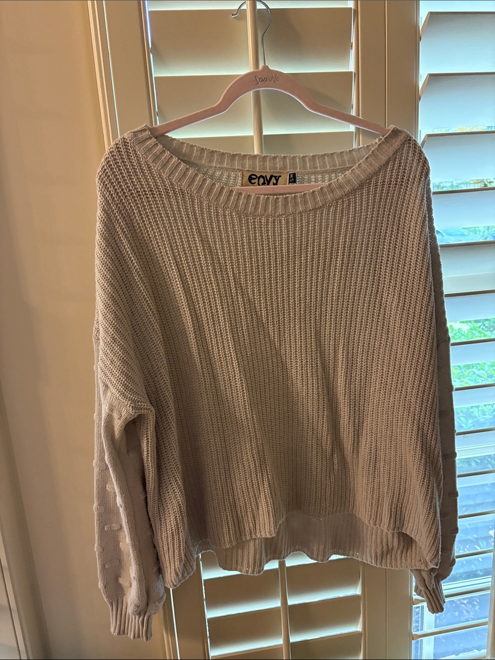 envy Cream Ribbed Crew Neck Sweater